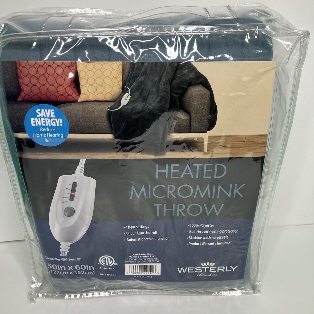 Westerly Micromink Throw Electric Blanket Controller 4 Heat Settings 50”x60”